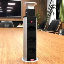 Torre Tomada Multiplug Retrátil Embutir Mesa Bivolt Preta Foto mini 2