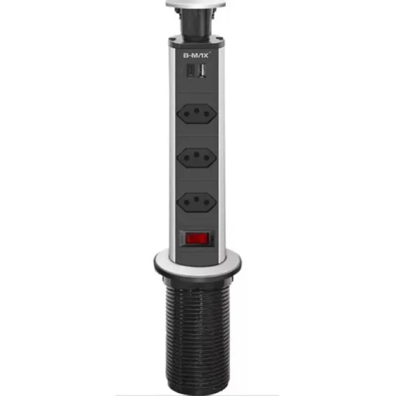 Torre Tomada Multiplug Usb + Usb C Embutir Mesa Bancada Foto 1