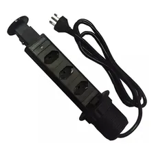Torre Tomada Retrátil Multiplug Embutir Mesa Granito Preta Foto mini  2