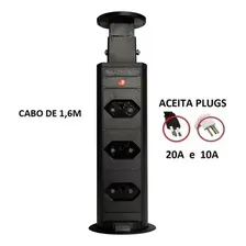Torre Tomada Retrátil Multiplug Embutir Mesa Granito Preta Foto mini 4