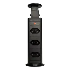 Torre Tomada Retrátil Multiplug Embutir Mesa Granito Preta Foto  mini 1
