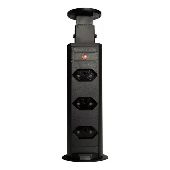 Torre Tomada Retrátil Multiplug Embutir Mesa Granito Preta Foto 1