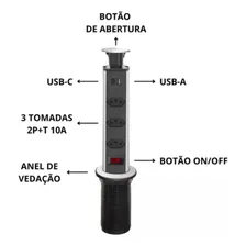 Torre Tomadas Retratil Multiplug Com Usb Tipo C 10a 2m Preta Cor Preto Foto mini 2