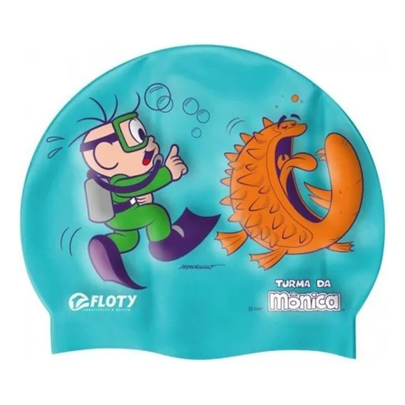 Touca De Natação Infantil Turma Da Mônica Silicone Floty Cor Azul Foto 1