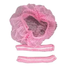 Touca Descartável Sanfonada Tnt Cor De Rosa Pct 100 Foto mini  2