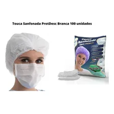 Touca Descartável Sanfonada Tnt Protdesc Branco Pct C/100un Foto  mini 1