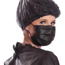 Touca Descartável Tnt Sanfonada Pacote C/ 100 Und Protdesc Cor Preta Foto mini 1