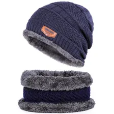 Touca Gorro E Cachecol Térmico De Lã Forrado Azul Foto mini 1