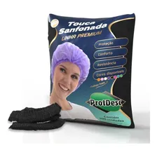 Touca Gorro Elastico Preto / Rosa C/ 100 Un Protdesc Pct Foto  mini 1