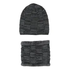 Touca Masculina Gorro E Cachecol De Lã Acrílica Para Frio Cor Preto Foto mini  3