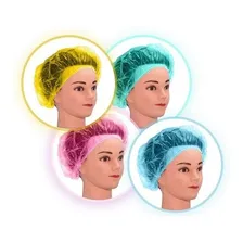 Touca Plástica Descartável Colorida Para Banho 100 Unidades Foto mini 1