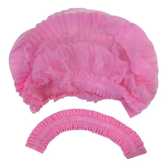 Touca Sanfonada Descartável Rosa Estétic Micro Protdesc 100 Foto 1