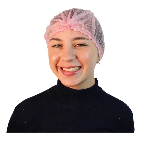 Touca Tnt Rosa Descartável C/ Elástico Kit Com 500 Und Foto 1