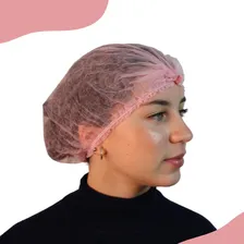 Touca Tnt Rosa Descartável C/ Elástico Kit Com 500 Und Foto mini 2