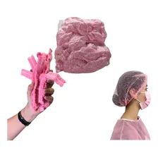 Touca Toca Descartável Rosa Tnt Sanfonada 100 Un Touca Rosa Foto mini 3