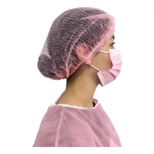 Touca Toca Descartável Rosa Tnt Sanfonada 100 Un Touca Rosa Foto mini 1