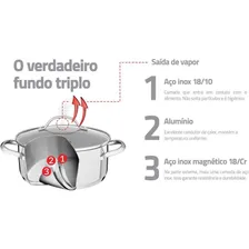 Tramontina Caçarola Rasa Inox Fundo Triplo Una 24cm Foto mini 4