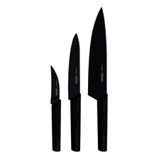 Tramontina Nygma Aço Inox jogo com 3 facas com lâminas em aço inox Preto Foto  mini 1