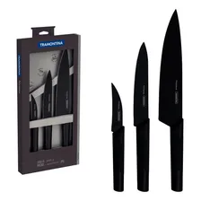 Tramontina Nygma Aço Inox jogo com 3 facas com lâminas em aço inox Preto Foto mini  2