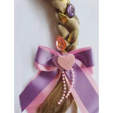 Trança Em Tiara Rapunzel Enrolados Infantil Cor Marrom-claro Foto mini 3