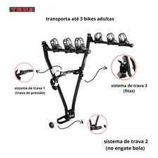 Transbike Suporte Para Bike 3 Bicicletas Engate Sedan Hatch Foto mini 2