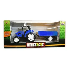 Trator De Brinquedo Com Carreta Azul Maxx Trator Usual Foto mini 3