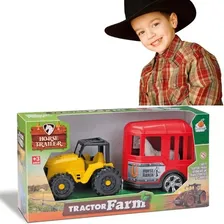 Trator Farm Horse Trailer Orange Toys Foto mini  3