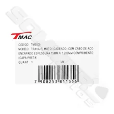 Trava Cadeado Cabo Aço 15mmx1,500mm Moto Bicicleta Stepe Foto mini 2