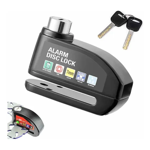 Trava Disco Freio Cadeado Moto Sensor Alarme Sonoro Anti Foto 1