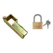 Trava Para Portão Porta N.3 + Cadeado Pado 30mm Cor Dourado Foto mini 1