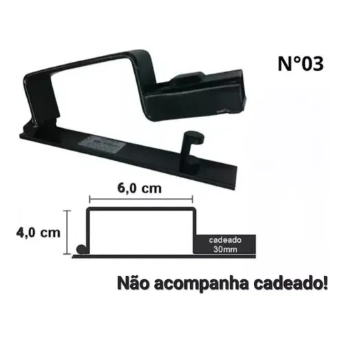 Trava porta cadeado para portao 35 x 50 Tecnotrava cor preto Foto 1