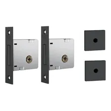 Trava Tetra Fechadura 1004 Rq1 Par Preto Fosco Quadrada Stam Foto mini 2