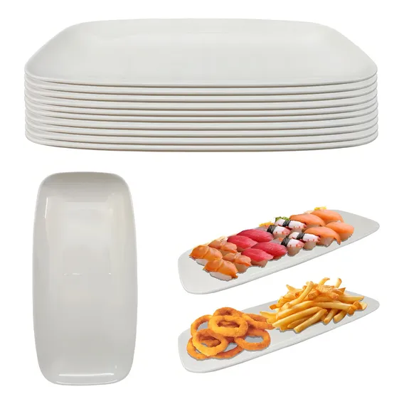 Travessa Branca Para Sushi Melamina Premium/plástico 10 Un Foto 1