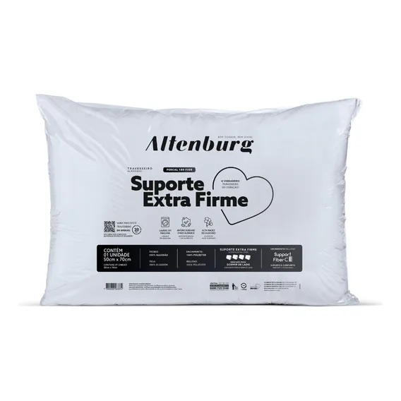 Travesseiro Altenburg suporte extra firme tradicional 70cm x 50cm cor branca Foto 1
