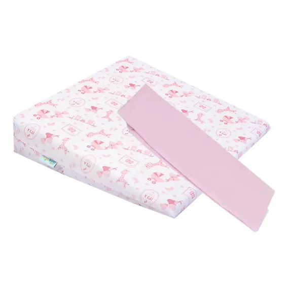 Travesseiro Antirrefluxo Carrinho BebĂȘ 1 Fronha Estampada RemovĂvel e 1 Fronha Lisa 100% AlgodĂŁo 36x36x8 Minasrey Foto 1