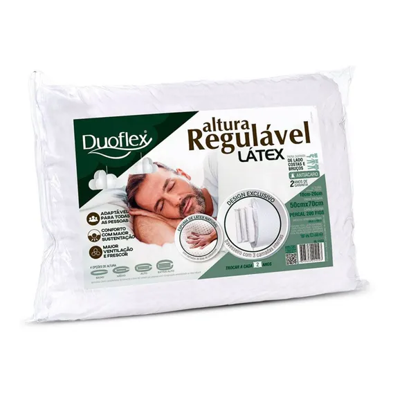 Travesseiro Duoflex Altura Regulável Látex, 050 X 070 Cm Foto 1