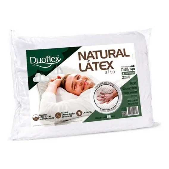 Travesseiro Duoflex Natural Latex Alto 50x70x16 cm Foto 1