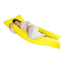 Travesseiro Gigante 190x80cm De Corpo P/gestante Cor Amarelo Foto mini 1