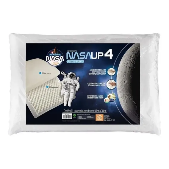 Travesseiro Nasa Alto Up4 14cm Altura - Fibrasca Foto 1
