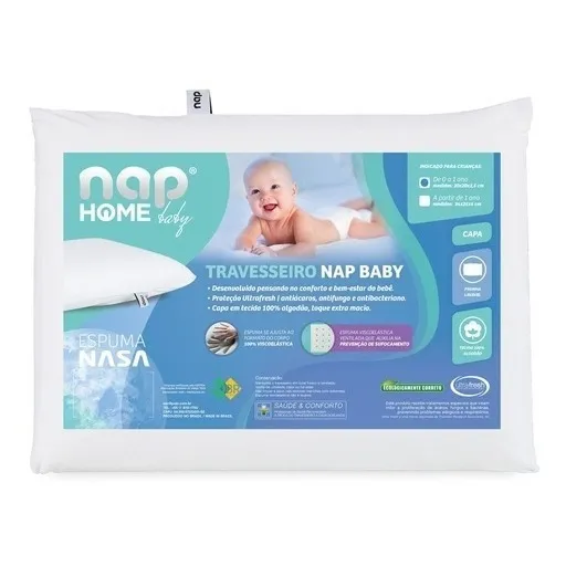 Travesseiro Nasa Nap Baby Recém-nascido Viscoelástico Cor Branco Foto 1