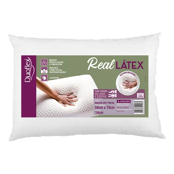 Travesseiro Real Latex Duoflex - Ls1108 50x70x14cm Cor Branco Foto 1