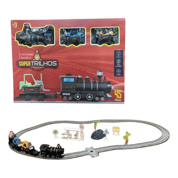 Trem Ferrorama Clássico Super Trilhos Locomotiva 45 Peças Foto 1