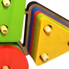 Trem Pedagógico Prancha De Seleção Formas Geométricas Madeir Foto mini 3
