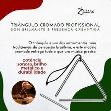 Triangulo Musical AlumÃnio Cromado Profissional Forro Xote 30cm 10mm Espessura Com Batedor Instrumento Musical Resistente Zaidans Foto mini 2