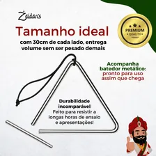Triangulo Musical AlumÃnio Cromado Profissional Forro Xote 30cm 10mm Espessura Com Batedor Instrumento Musical Resistente Zaidans Foto mini 4