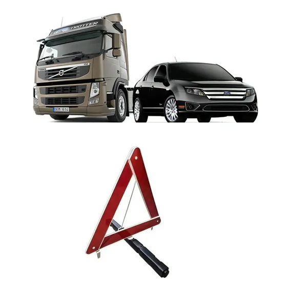 Triangulo Sinalização Carro Caminhão Com Base Pesada Branco Foto 1