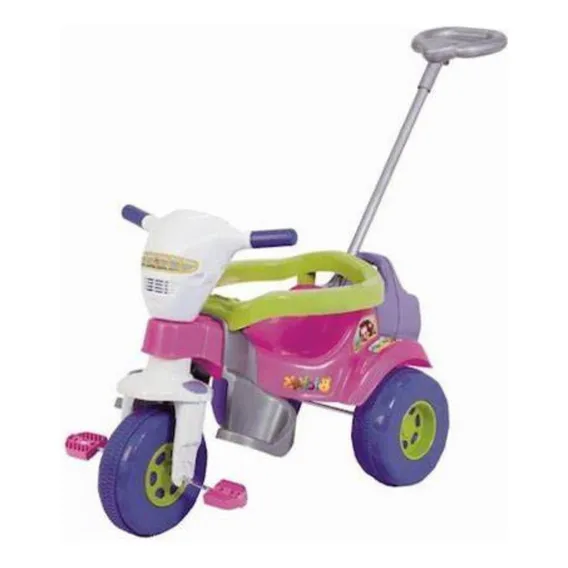 Triciclo Bichos Com Som Haste Direcionável Rosa Magic Toys Foto 1