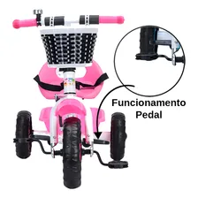 Triciclo Infantil 2 Em 1 Com Empurrador Pedal Passeio Motoca Cor Rosa Foto mini 4