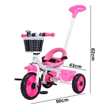 Triciclo Infantil 2 Em 1 Com Empurrador Pedal Passeio Motoca Cor Rosa Foto mini 2