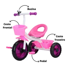 Triciclo Infantil 3 Rodas Pedal Passeio Motoca Velotrol Jony Cor Rosa Foto mini 2